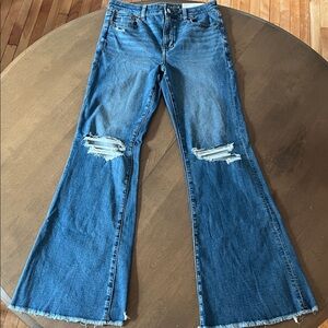 American Eagle Next Level Stretch Distressed Flare Jeans